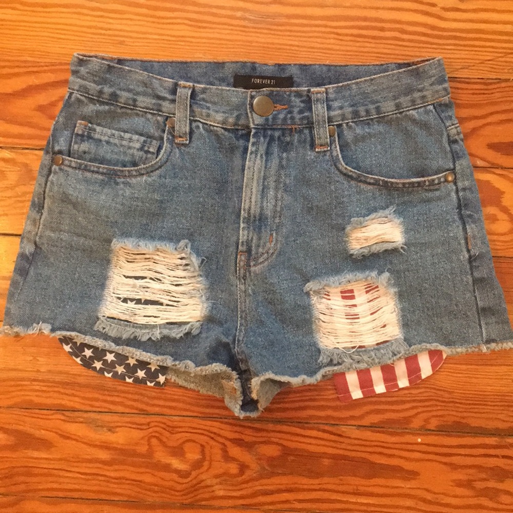 High waisted jean shorts